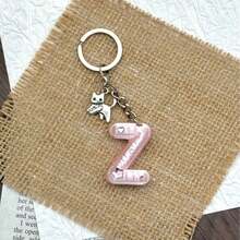 Cute 3D Bubble Letter Keychain, Bright Pink Y2K Preppy Style Initial Key Ring, Car Key Accessory And Personalized Bag Charm, Sweet Bright Pink Initial Key Ring, Cute Car Key And Bag Charm, Sweet Gift For Friends And Girls - Multicolor - View 20
