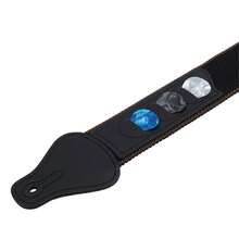 Correia de algodão para guitarra com estojo para palhetas, adequada para guitarras acústicas e elétricas. Inclui 3 palhetas, trava de correia e adaptador para headstock. Comprimento ajustável. Tecido de algodão macio e resistente. Adequada para guitarras acústicas e elétricas. - Verde Militar - Visão 3