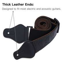 Correia de algodão para guitarra com estojo para palhetas, adequada para guitarras acústicas e elétricas. Inclui 3 palhetas, trava de correia e adaptador para headstock. Comprimento ajustável. Tecido de algodão macio e resistente. Adequada para guitarras acústicas e elétricas. - Verde Militar - Visão 7