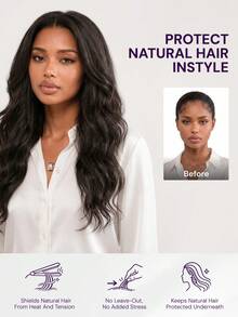MEGALOOK 13x6 Lace Front Wig, Curly Wavy, Glueless Lace, Natural Black, 100% Human Hair, 200% Density, Pre-Plucked Hairline, Drawstring Design, Beginner Friendly - SNatural - View 6