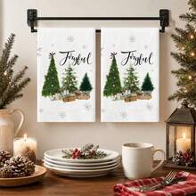 2pcs Christian Kitchen Towel Set, Christmas Snowman Hand Towel Decor, Minimalist Style Hand Towel And Dish Cloth, Suitable For Bathroom And Kitchen, Perfect For Birthday, Anniversary, Valentine's Day, Thanksgiving, Christmas, Halloween, Wedding And Gift Giving - White - View 6