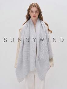 1pc Women's Solid Color Polyester Fashion Soft Knit Scarf For Daily Use - White Ash - View 7