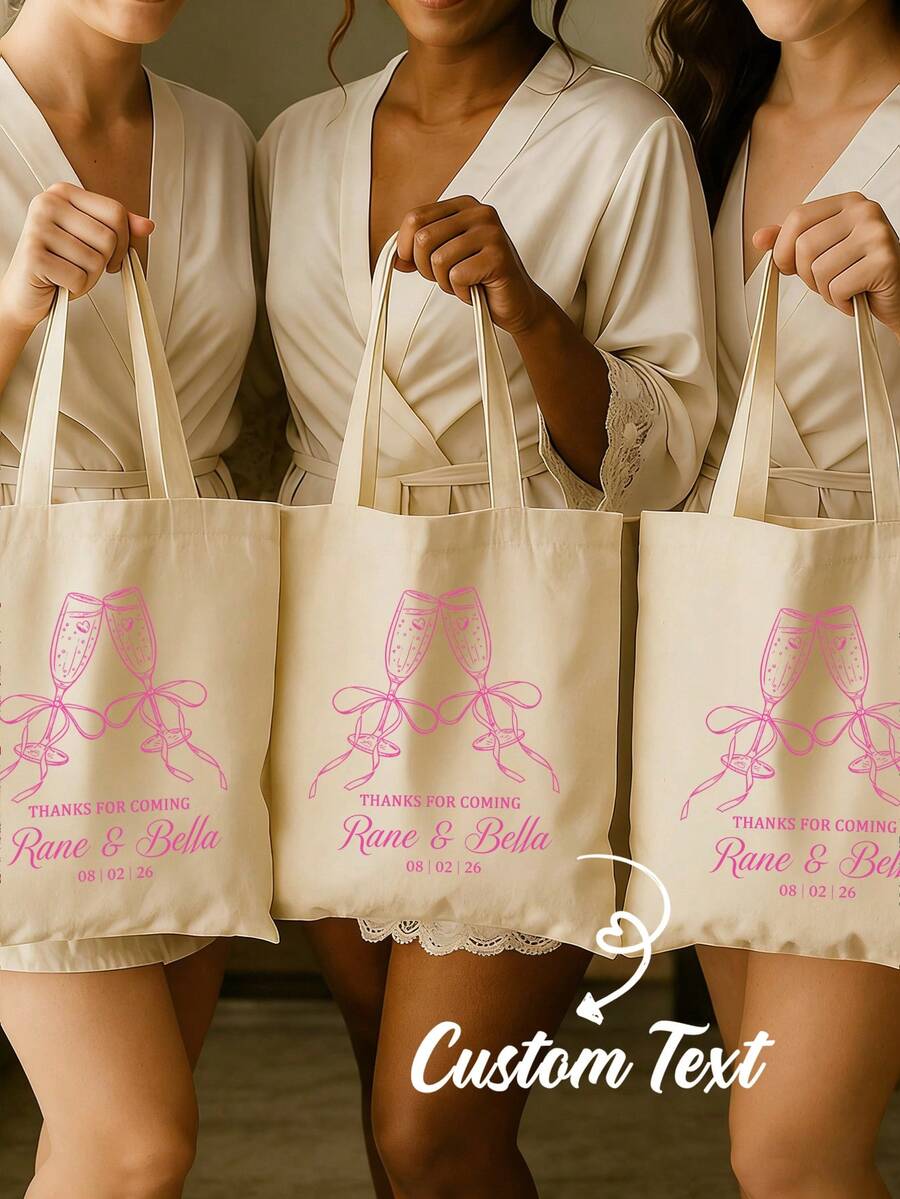 客製化單身女派對與婚禮購物袋,個性化單身女派對禮物,伴娘禮物,訂婚禮物,準新娘禮物,訂婚派對 - 彩色 - 查看 1