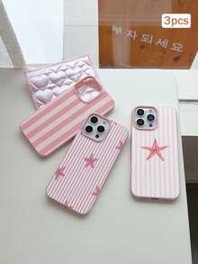 3 buah Casing Pelindung TPU Motif Garis-garis Tahan Guncangan Perlindungan Penuh yang Presisi, Kompatibel dengan Apple 11/12/13/14/15/16/16Pro/16ProMax/17/17pro/17ProMax/18pro 18ProMax - MultiWarna - View 4