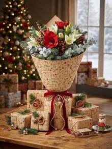 3/1 Sheet Christmas Wrapping Paper, Christmas Gift Box Decorative Wrapping Paper, Floral Wrapping Paper, Suitable For Gift Bags And Packaging, Multi-Color Gift Wrapping Paper, Deer Pattern, Reusable Kraft Paper Christmas Wrapping Paper, Reindeer Pattern - A - View 5