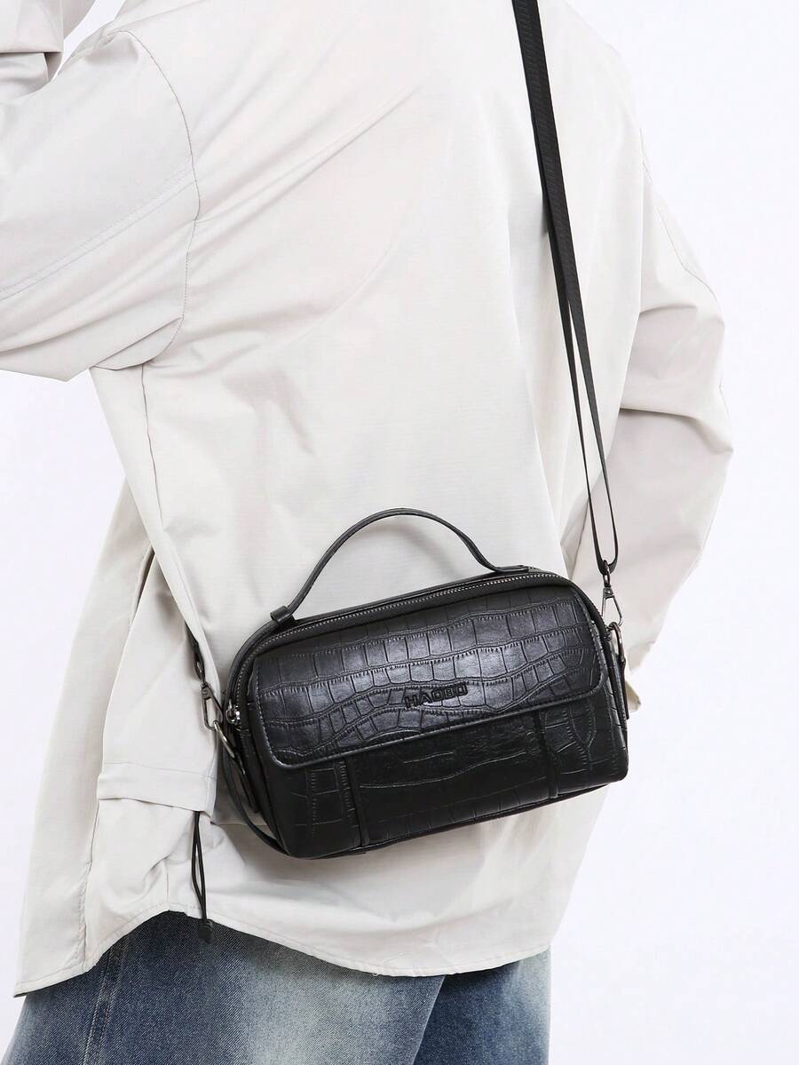 New Men's Bag Multifunctional Single Shoulder Crossbody Bag, High-Quality Multi Pocket Handbag, Portable Leisure Commuting Bag - Black - View 1