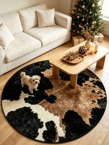 1pc Brown Black Faux Fur Autumn/Winter Thickened Decorative Rug, Small Carpet For Bedroom And Living Room Home Decor - Multicolor - View 2