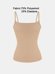 XLLAIS Kamisol Wanita Seksi Tanpa Punggung, Tank Top Kasual Elastis dengan Tali Spaghetti untuk Musim Panas - Khaki - View 6