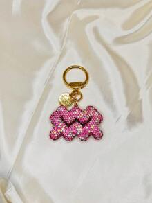 1PC Rhinestone Zodiac Sign Keychain, Silver Pink Astrology Bag Charm, Minimalist Horoscope Pendant Key Ring, Birthday Graduation Gift For Women - Pink - View 17