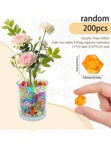 Random Color 200/400/600pcs Artificial Acrylic Gemstones, Multi-Color Vase Filler Stones, Plastic Diamond Crystals, Suitable For DIY Party, Wedding Centerpiece Decoration, Tabletop Scatter Props Display - A - View 2