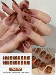 Christmas Semi Cured Gel Nail Strips, 20Pcs Long Lasting Salon Quality Wraps, Easy Apply & Remove Gel Nail Stickers With UV Light - Dusty Pink - View 7