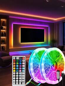 1/2/3/4/5/15m LED Light Strip, RGB Music Sync Color Changing LED Lights, Smart Remote Control, Suitable For Bedroom And Other Room Lighting, Flexible Home Decor, Applicable For Bedroom, Home, Outdoor, Party, Gathering - Black - View 2