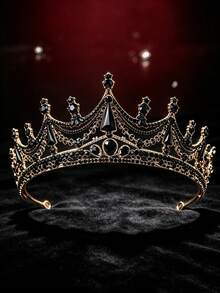 1pc Black Rhinestone Crown For Wedding, Suitable For Bride Styling, Photoshoot, Evening Party, Ball And Daily Wear - Black - View 12