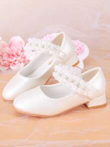 Girls White High Heel Pumps, Dress Shoes For Performance, Princess Shoes For Kids - White - View 4