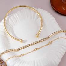 3pcs Vintage Rhinestone Tassel Bracelets, Daily Business Commute Luxury High-End Style - Gold - View 2