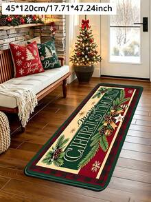 1pc Christmas Pine Cone Bow Bell Pattern Welcome Doormat, Soft Comfortable Thick Fabric With Good Foot Feel, Easy To Clean And Washable, Foldable Easy Care Carpet Mat, Suitable For Indoor Doormat, Small Carpet, Rug, Mat, Outdoor Doormat, Kitchen Carpet, Home Decor, Front Door Mat, Area Rug, Outdoor Mat, Christmas Home Decor Carpet, Christmas Holiday Gift - Multicolor - View 7