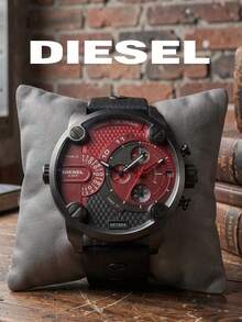 Diesel DZ7334 Men Daily Casual Watch|57MM Black‑Tone Case,Red‑Black Split Dial,Strap,Date Window,5BAR Water‑Resistant For Daily & Street Outfit - Black - View 5