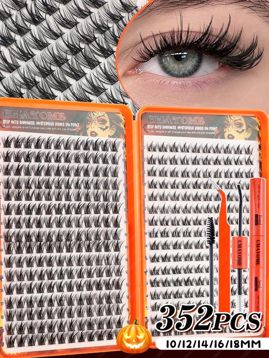 352 Clusters Single Cluster False Eyelashes, Eyelash Storage Book, Cluster False Eyelashes, DIY Home Eyelash Extensions, Spiky Style Eyelashes, Medusa Style Eyelashes, "Fairy Style" Eyelashes, Multi-Functional False Eyelash Set, Suitable For Daily Makeup - Multicolor - View 1