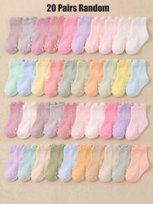 1/5/10/20 Pairs Random Color Baby Toddler Non-Slip Socks, Cute 3D Ear Ruffle Cuff Breathable Mesh Floor Socks,Toddler Halloween,Baby Boy Girl Stuff - Multicolor - View 23