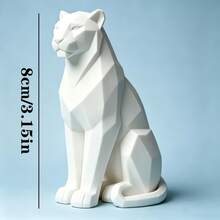 Minimalist Low Poly Leopard Sculpture Decor Ornament, Modern Home Decor, Suitable For Bedroom Nightstand, Living Room Fireplace Mantel, Entryway Decoration, Minimalist Premium Interior Styling - White - View 2