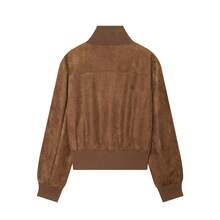 Women's Fashion Vintage Faux Suede Stand Collar Zip-Up Cardigan Field Jacket, 2026 Autumn Street Style Short Jacket With Pockets - Coffee Brown - View 7