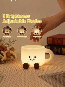 Cute Coffee Cup Night Light - 3 Brightness Levels And Touch Control 7 Colors, Silicone Lamp With 30-Minute Timer, USB Rechargeable - Soft Light And Design For Room, Creative Gift - Multicolor - View 2