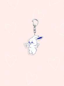 1 Set Acrylic New Jeans Cartoon Character Keychain, Animal Cute Cute Bunny Backpack Pendant,Bestie Gift Keychain Bag Charm, Birthday Gift - Multicolor - View 3