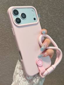 Casing Ponsel Minimalis Dopamine Pink + Tali Pergelangan Tangan Kompatibel dengan iPhone 18 Pro Max/18 Pro/18/17 Pro Max/17 Pro/17/16 Pro Max/16 Pro/16/16 Plus/15/15 Pro Max/15 Pro/15 Plus/11/12/13/14 Pro Max/11 Pro/11 Pro Max/12 Pro/12 Pro Max/13 Pro/13 Pro Max/14 Pro/14 Pro Max/14 Plus Lembut, Perlindungan Penuh, Tahan Guncangan, Kreatif, Unisex - Gelang merah muda + - View 4
