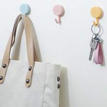 Waterproof Wall Hooks | Compact Plastic Macaron Color Series | Drill-Free Hooks, Suitable For Bathroom, Shower And Door Side | Towel Key Hooks, Car Key Hooks, Practical Bohemian Style Hooks - Multicolor - View 4