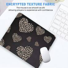 Leopard Heart Square Mouse Pad Black Small Mousepad Aesthetic Art Desk Accessories With Stitched Edge Non-Slip Rubber Base Computer Desk Pad 9.4x7.8Inches Table Mat For Home Office As Gift For Friends - View 9