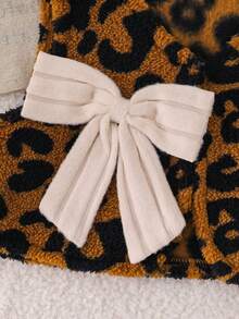 2pcs/Set Autumn Baby Girl Fashion Leopard Print Vest & Solid Color Dress Set, Apricot Long Sleeve Dress, Elegant Outdoor Vacation Spring Outfit - Apricot - View 7