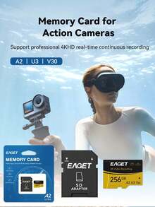 EAGET TF Memory Card A2 U3 V30 4K UHD Recording MicroSD Card, For Action Camera Outdoor Sports Camera, Comes With SD Card Adapter - View 2