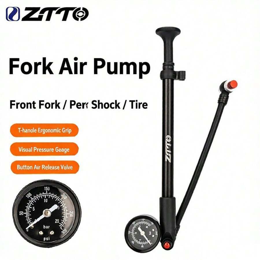 ZTTO 300 PSI High Pressure Bike Front Fork Shock Pump With Gauge - Multicolor - View 1