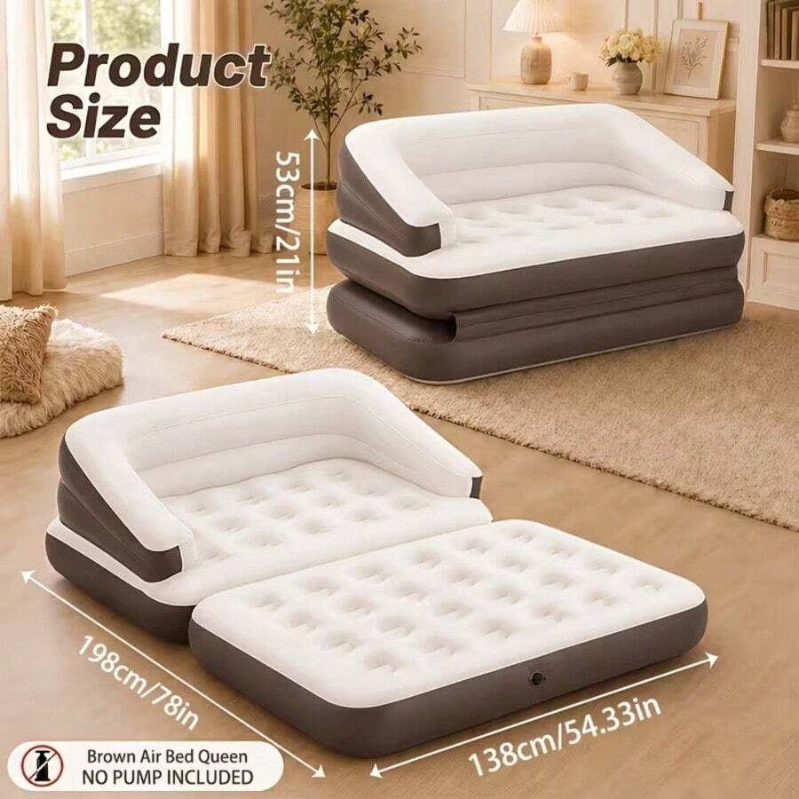 Air Mattress With Backrest, 249.93 KG Weight Capacity Air Lounge Sofa Bed, Portable Inflatable Bed For Sleeping Guest Room - C - View 1
