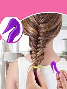 6/3/1pc Purple Hair Styling Tool Set, Includes Rat Tail Comb, Styling Comb And 2pcs French Braid Tools, Suitable For Braiding And DIY Styling, Essential For Salon, Makeup Travel And Back To School Season - Multicolor - View 5