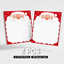 Paket 2 Buah Kertas Tempel Bertema Santa Claus, Bantalan Memo Perekat Lucu untuk Liburan, Kertas Tempel Persegi 75x75mm, Total 100 Lembar, Bagian Belakang Dapat Dilepas, Cocok untuk Kantor, Rumah, dan Penggunaan Sehari-hari - 7,8*7,5 - View 3