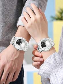 Unisex Plastic Strap Fashion Marble Pattern Arabic Numeral Dial Classic Casual Quartz Wristwatch, Gift For Friends (1pc/Set) Watch Box Not Included, Note: Strap Pattern Position Varies - White - View 5