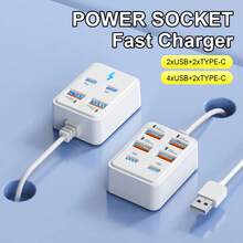 4/6 Port High-Speed USB Charging Station 1pc, Multi-Device Fast Charging Hub, Suitable For Laptop Tablet Phone, RV Power Converter Companion, Desktop Wall Plug Charger, Dual-Row Intelligent Power Distribution - View 6