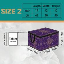 1pc 2DFat Thickened Foldable Zipper Storage Box, Moon And Star Full Print Design, Can Store Clothes, Bedding, Nail Tools, Holiday Items, Fits Under Bed, Suitable For Books Organization, Car Trunk Storage, Cosmetics, Hair Styling Tools, Office, Home Organization, Blankets, Daily Small Items Large Capacity Storage, Wardrobe Placement And Moving Packing, Zipper Closure Secure Reinforced Handle Durable - Multi-color - View 14