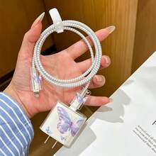 Set Pelindung Kabel dan Pengisi Daya Desain Kupu-kupu, Casing Pelindung Kabel Pengisi Daya Apple 18-20W Tahan Lama, Pengatur Kabel Anti-Patah - MultiWarna - View 4