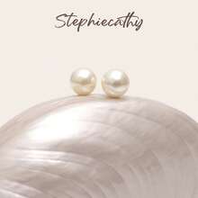 STEPHIECATHY 女款時尚奢華優雅壓克力手拿包，磁吸開合，貝殼造型長鏈手提包，適合婚禮、晚餐、派對、舞會與宴會的晚宴包 - 米色 - 查看 3