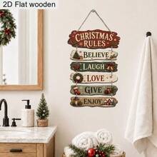 Christmas Wooden Hanging Sign English Entryway Door Wall Decor Home Atmosphere Scene Arrangement Craft - Multicolor - View 3