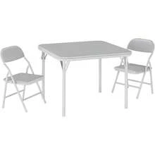 1 Pieza Juego de Mesa y 4 Sillas Plegables, Color Gris, Cuenta con patas antideslizantes, estructura resistente, set multifuncional para actividades, mueble práctico para espacios reducidos, pieza versátil para comedor y otras zonas interiores, diseño fácil de ensamblar y mantener el orden en el hogar - Gris - Ver 4