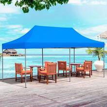 Toldo Carpa Plegable Automática 3x6 m Color Azul Altura 3 m| Lona Oxford PVC con Protección UV| Estructura de Metal Resistente| para Jardín Terraza Eventos y Exteriores| Fácil de Armar - Azul - Ver 3