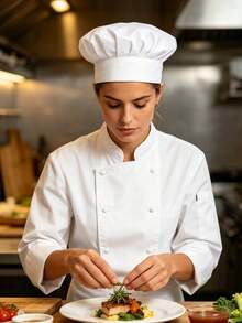 1pc Customized A-Z Letter Women's Chef Hat, Adjustable Elastic Back Cooking Cap, White Kitchen Baking Hat, Suitable For Restaurant, Home, Party - White - View 4