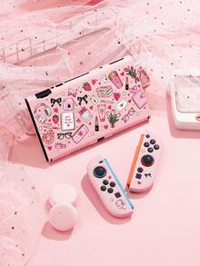 Cailai Watercolor Hand-Painted Illustration Sweet Cool Girl Style Pattern Switch Console Protective Case, Compatible With Switch OLED And Switch Console, Made Of Soft TPU Material, No Disassembly Required, Anti-Drop And Dust-Proof, Ideal Gift Compatible With Switch Gamers, Elegant And Cute Switch Console Protective Case, Switch 2 Storage Bag/Dock Shell. - View 4
