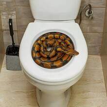 1pc Toilet Lid Snake Pattern Halloween Prank Decorative Sticker, Suitable For Toilet Lid Decoration - A - View 5