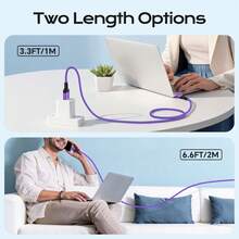Fast Charging Cable With Smart Display Light, High-Speed Data Transmission, USB To Type C Interface Data Cable Suitable Fo / And Other Smartphone/Laptop/Notebook - Pink - View 6