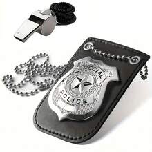 2PCS Cosplay Police Roleplay Props, Includes Badge Prop + Whistle Prop, Suitable For Adult Halloween Costume, Gift For Friends Or Roleplay - Multicolor - View 8
