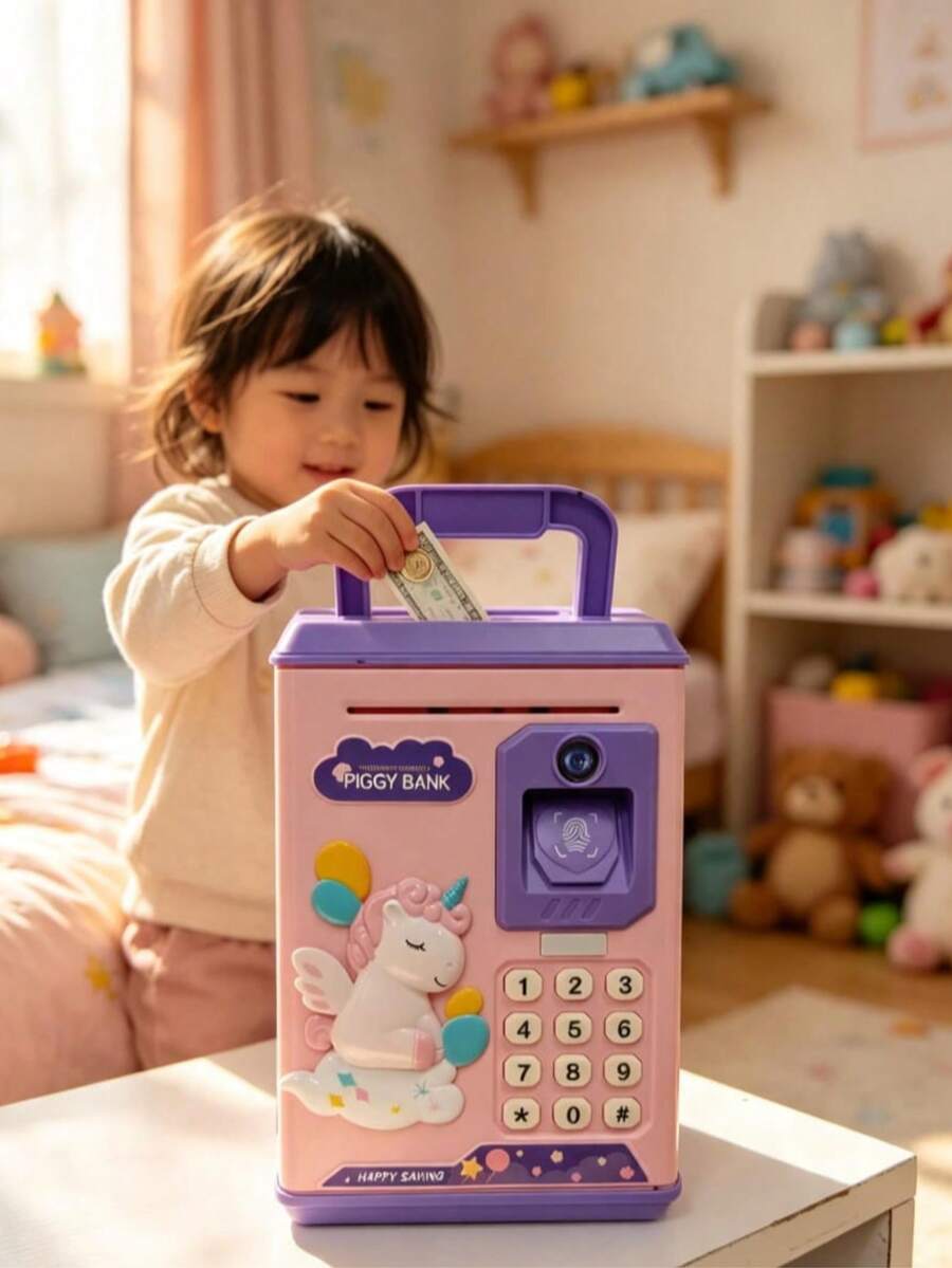 Mini Digital Electronic Piggy Bank For Kids - Pink - View 1
